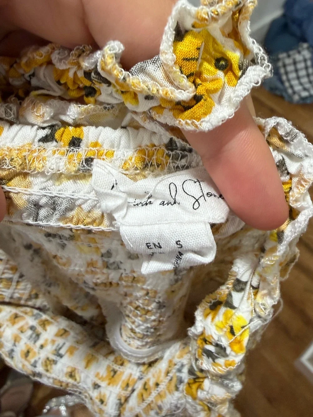 Yellow Floral Button-Front Sundress with Smocked Bodice